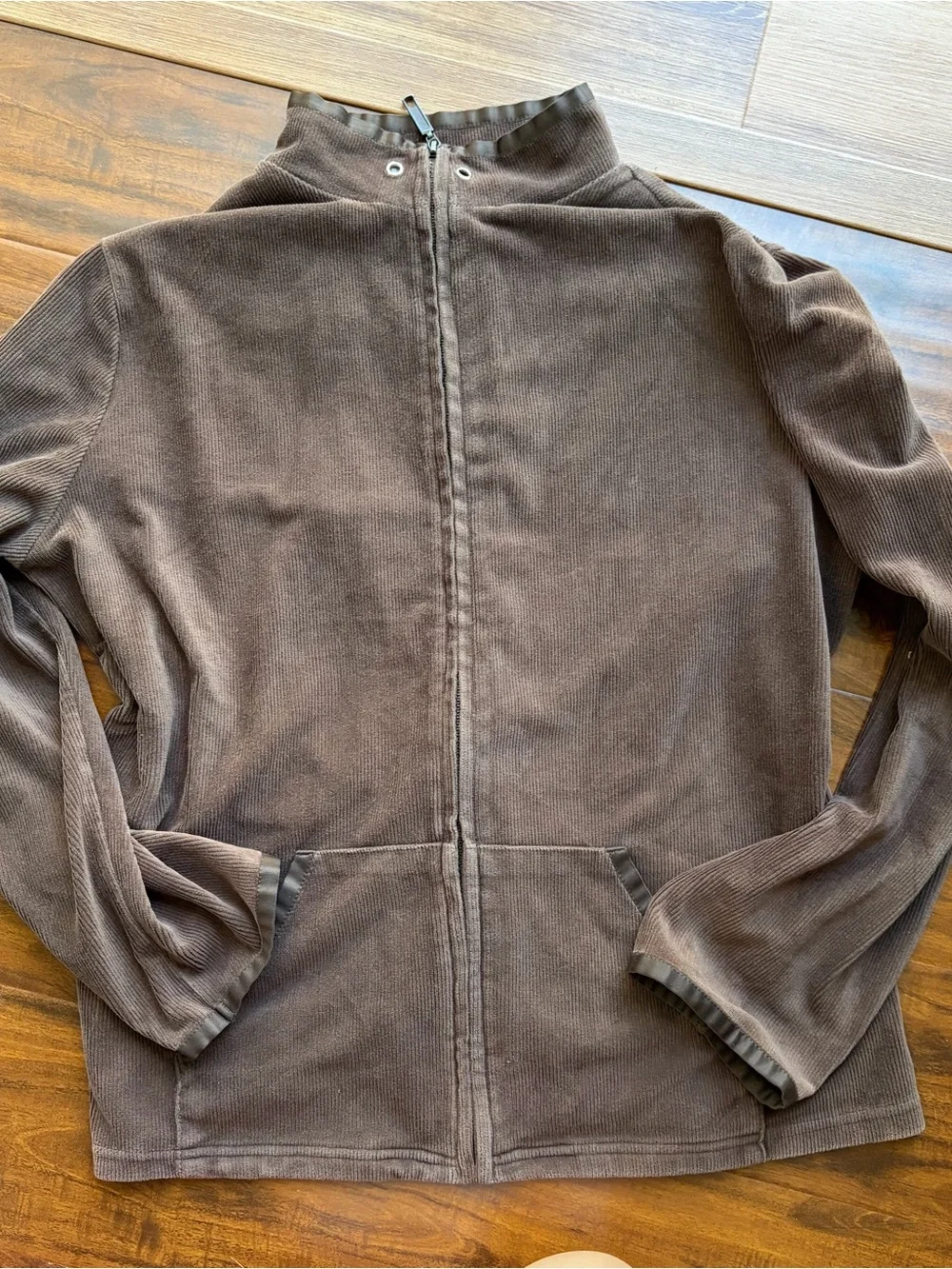 Brown Corduroy Zip Front Jacket